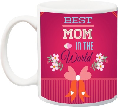 

ME&YOU Gift for Mom/Mummy/Mother;Best mum in the world red printed Ceramic Mug(325 ml), Multicolor