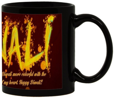 

Lolprint 77 Diwali Gift Black Ceramic Mug(325 ml)