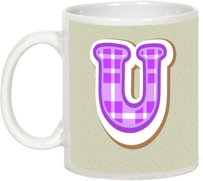 

AllUPrints Colorful Alphabet Letters "U" Ceramic Mug(325 ml), White