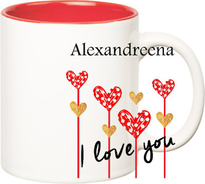 

Huppme I Love You Alexandreena Inner Red (350 ml) Ceramic Mug(350 ml), Red;white