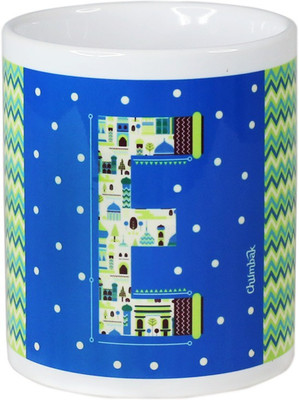 

Chumbak Alphabet E Ceramic Mug(300 ml), Multicolor