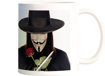 Rangeele Inkers V for vendetta Rose And knife Ceramic Mug(300 ml) available at flipkart for Rs.199