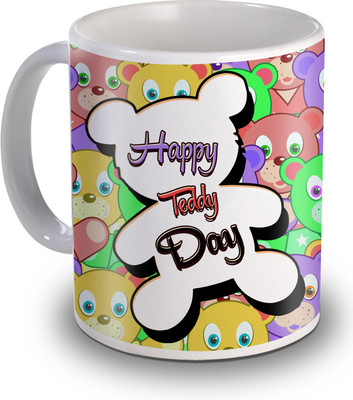 

SKY TRENDS Happy Teddy Day Gifts For Valentine's Ceramic Mug(350 ml), White