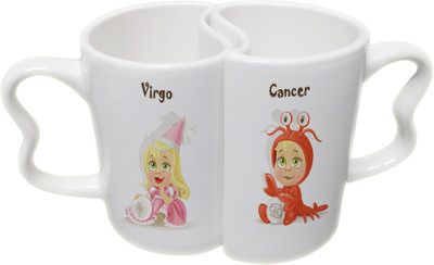 

Ucard Virgo and Cancer Zodiac Sign Couple Bone China, Ceramic, Porcelain Mug(325 ml), Multicolor