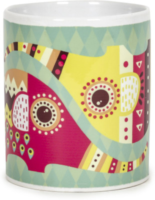 

Chumbak Decorative Elephant Ceramic Mug(300 ml), Multicolor