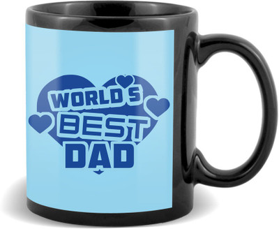 

SKY TRENDS World 's Best Dad With Blue Heart Background Unique Gifts For Father's Day Black Coffee Ceramic Mug(320 ml)