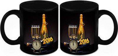 

Homesogood Champagne For New Year Ceramic Mug(325 ml, Pack of 2)