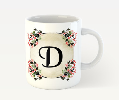 

Deeher Gifts 'D' Name Initials Ceramic Mug(350 ml), Multicolor