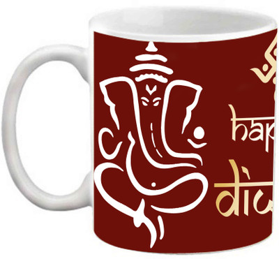 

EFW Happy Diwali Ganeshji Blessings Maroon Printed Coffee Ceramic Mug(325 ml)
