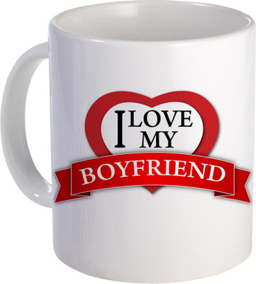 

SKY TRENDS I love My Boyfriend Lovely Gift For Birthday And VAlentine Day Design (140) Ceramic Mug(320 ml), White