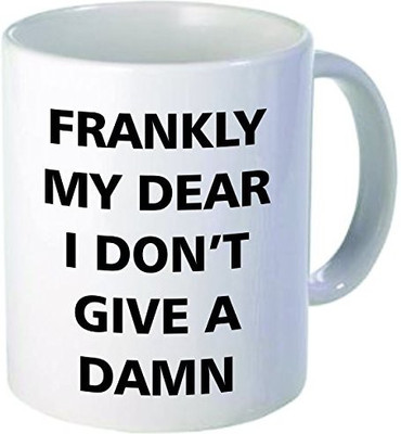 

Rikki Knight Knight Frankly My Dear I Don't Give A Damn Funny Quotes Design Ceramic Coffee Cups, 11 oz, White Ceramic Mug(60 ml), Multicolor