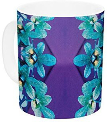 

Kess InHouse InHouse Dawid Roc Blue Orchids Teal Floral Ceramic Coffee, 11 oz, Multicolor Ceramic Mug(60 ml)