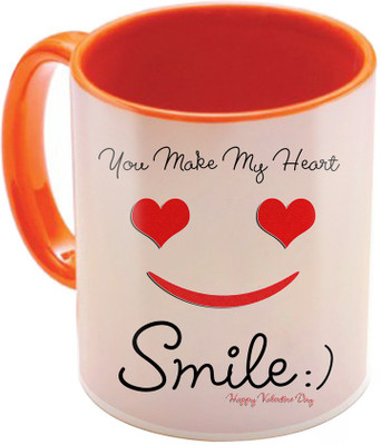 

SKY TRENDS Valentine Gift for Girlfriend Love Printed I Love U Forever Perfect for Her Him Wife Fiance Anniversary And Birthday STGD197 Ceramic Mug(325 ml), Orange
