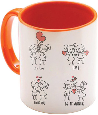 

SKY TRENDS Valentine Gift for Girlfriend Love Printed I Love U Forever Perfect for Her Him Wife Fiance Anniversary And Birthday STGD158 Ceramic Mug(325 ml), Orange