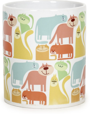 

Chumbak Furry Friends Ceramic Mug(300 ml), Multicolor