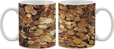 

Artifa Coins Pattern Porcelain, Ceramic Mug(350 ml), Multicolor
