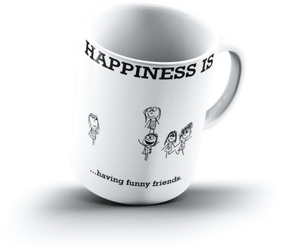 

Ucard Happiness Is2087 Bone China, Ceramic, Porcelain Mug(325 ml), Multicolor