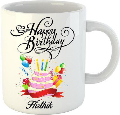 

Huppme Happy Birthday Hirthik White (350 ml) Ceramic Mug(350 ml)