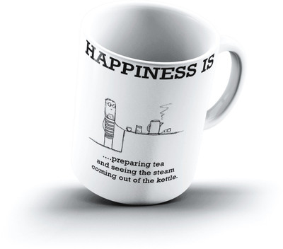 

Ucard Happiness Is1161 Bone China, Ceramic, Porcelain Mug(325 ml), Multicolor