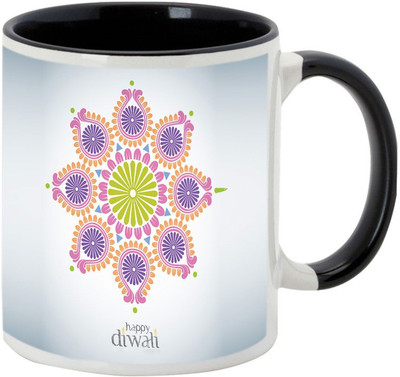 

AllUPrints Gifts For Deepawali - Prosperous Happy Diwali Design 6 Ceramic Mug(325 ml), Black