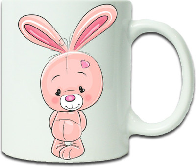 

Maison N Mode Pink Cartoon Coffee Ceramic Mug(330 ml), Multicolor