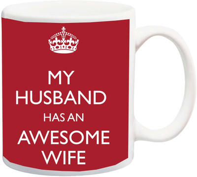 

ME&YOU Gift for Hubby on Valentine's Day/Anniversary;My Husband has an Awesome Wife Ceramic Mug(325 ml), Multicolor