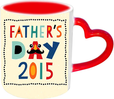 

Raj Laxmi Colorful Fonts Fathers day Wishes Red Heart Handle Ceramic Mug(350 ml)