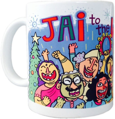 

Chumbak Jai Ho Ho Ho Ceramic Mug(300 ml), Multicolor