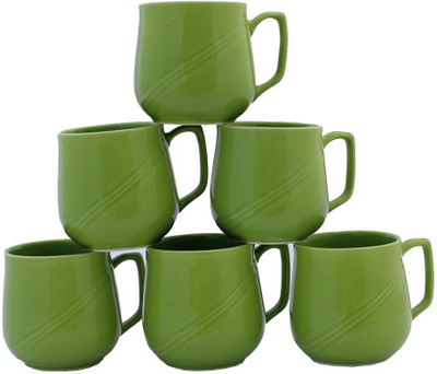 Aarzool Green Matki Cups Ceramic Mug(200 ml, Pack of 6)