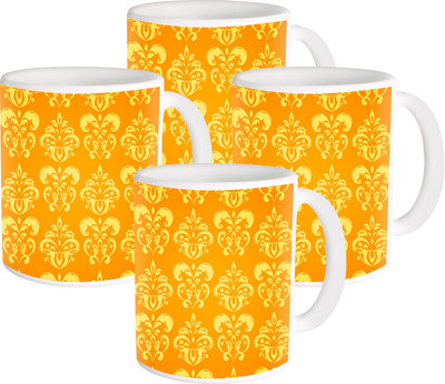 

Heyworlds Gifts for pattern Design set of six 118 Ceramic Mug(325 ml, Pack of 4), Multicolor