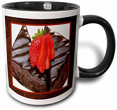 

3dRose Fudgy Ganache Brownies Two Tone Black, 11 oz, Black/White Ceramic Mug(60 ml), Multicolor