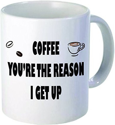 

Rikki Knight LLC Knight Coffee You'Re The Reason I Get Up Quote 11 oz Ceramic Coffee Cup Ceramic Mug(60 ml), Multicolor