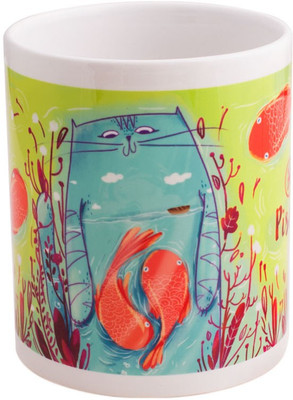 

Chumbak Fishy Piscean Coffee Ceramic Mug(300 ml), Multicolor
