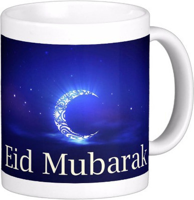 

Exoctic Silver Eid Mubarak AB003 Ceramic Mug(300 ml), Multicolor