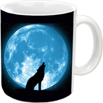 

Raj Laxmi Moon wolf white Ceramic Mug(350 ml)