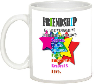 

AllUPrints Gift For Friend - Friendship Is A Rainbow Ceramic Mug(325 ml), White