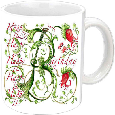 

Raj Laxmi green branches lovers b'day white mug Ceramic Mug(350 ml)