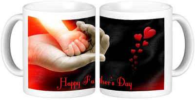 

Shopmillions Feeling Safe With Father Ceramic Mug(300 ml), Multicolor