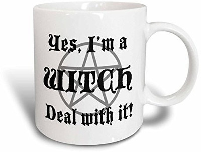 3dRose Yes, I'm A Witch Deal with It Ceramic, 15 oz, White Ceramic Mug(60 ml), Multicolor