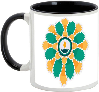 

AllUPrints Gifts For Diwali - Shubh Deepawali Ceramic Mug(325 ml), Black