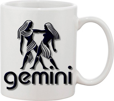 

Ashvah Gemini Black Ceramic Mug(350 ml), Multicolor