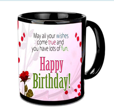 

Raj Laxmi red rose b'day black Ceramic Mug(350 ml)