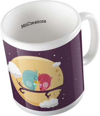 

MiiCreations Printed Love Birds Ceramic Mug(325 ml), Multicolor
