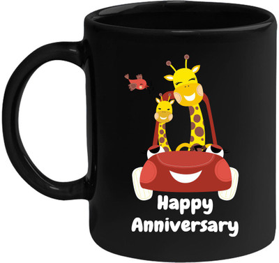 

Huppme Happy Anniversary Black Ceramic Mug(350 ml)