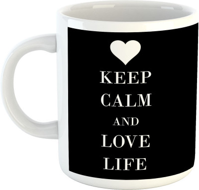 

Deeher Gifts Keep calm and love life Ceramic Mug(330 ml), Black;white