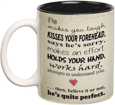 

Prithish He's Quite Perfect Double Color Ceramic Mug(330 ml), Multicolor