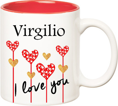 

Huppme I Love You Virgilio Inner Red (350 ml) Ceramic Mug(350 ml), Red;white