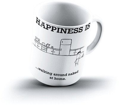 

Ucard Happiness Is1089 Bone China, Ceramic, Porcelain Mug(325 ml), Multicolor