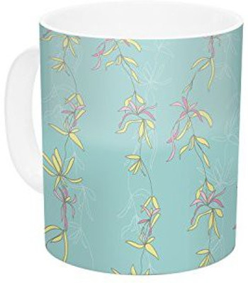 

Kess InHouse InHouse Emma Frances Falling Florals Blue Aqua Ceramic Coffee, 11 oz, Multicolor Ceramic Mug(60 ml)