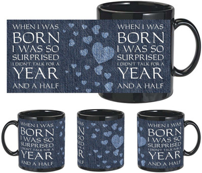 

Snapgalaxy Born And Surprised in Black Ceramic Mug(320 ml), Multicolor